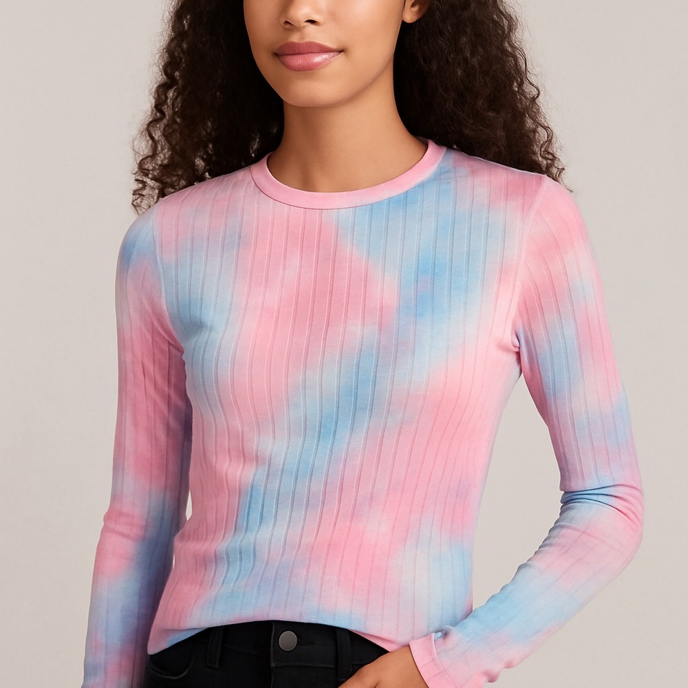 FYI Tie-Dye Ribbed Long Sleeve Top, 22 teen NWOT
